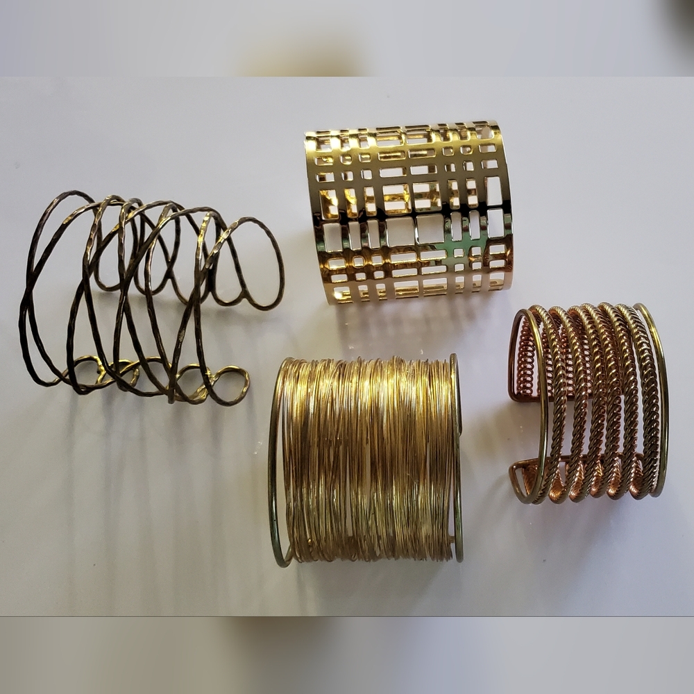 Vtg. Wide Cuff Bangles 4pcs